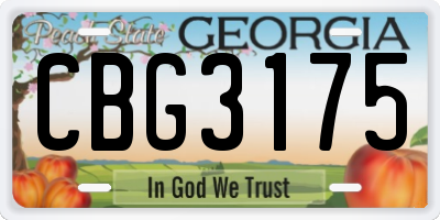 GA license plate CBG3175