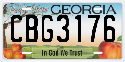 GA license plate CBG3176