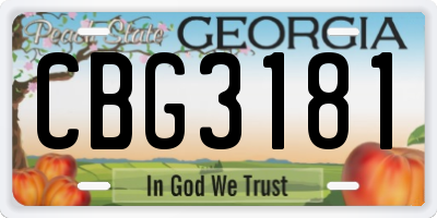 GA license plate CBG3181