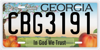 GA license plate CBG3191