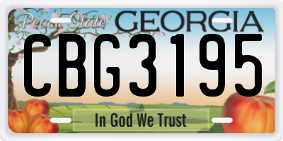 GA license plate CBG3195