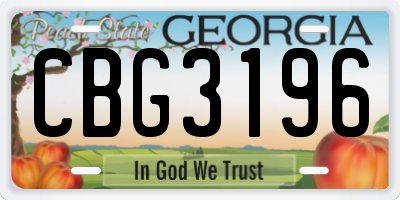 GA license plate CBG3196