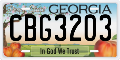 GA license plate CBG3203
