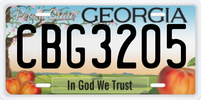 GA license plate CBG3205
