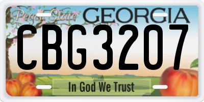GA license plate CBG3207