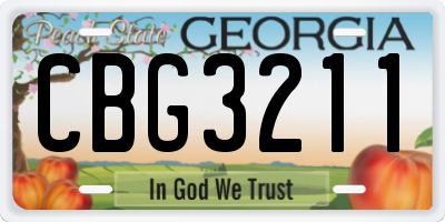 GA license plate CBG3211