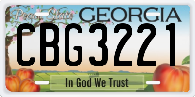 GA license plate CBG3221