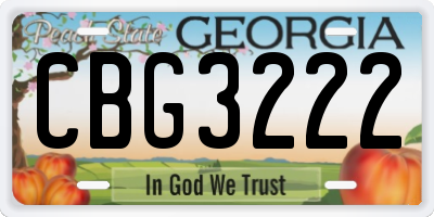 GA license plate CBG3222
