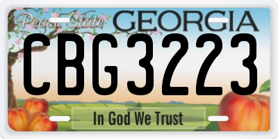 GA license plate CBG3223