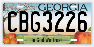 GA license plate CBG3226
