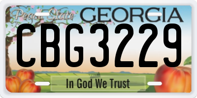 GA license plate CBG3229