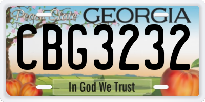 GA license plate CBG3232