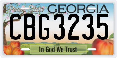 GA license plate CBG3235