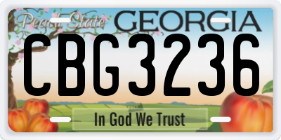 GA license plate CBG3236