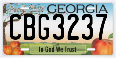 GA license plate CBG3237