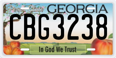GA license plate CBG3238
