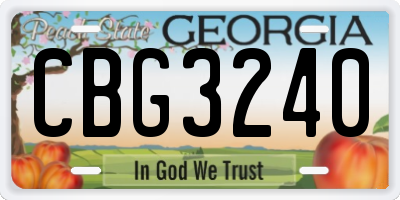 GA license plate CBG3240