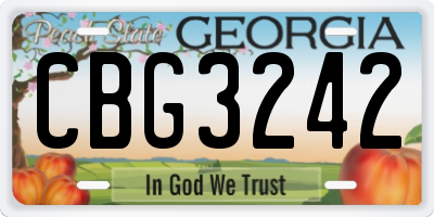 GA license plate CBG3242