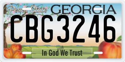 GA license plate CBG3246
