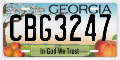GA license plate CBG3247