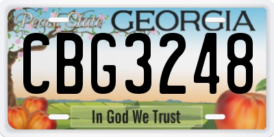 GA license plate CBG3248