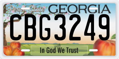GA license plate CBG3249