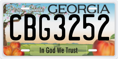 GA license plate CBG3252