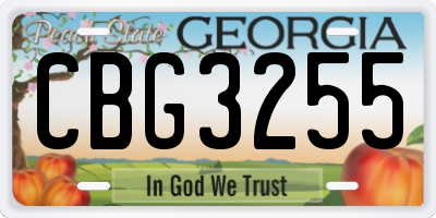 GA license plate CBG3255