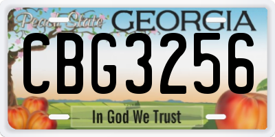 GA license plate CBG3256