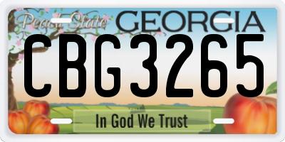 GA license plate CBG3265