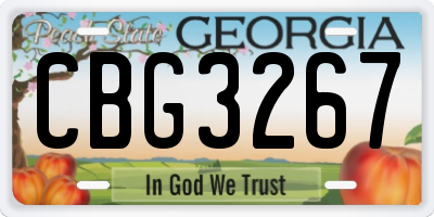 GA license plate CBG3267