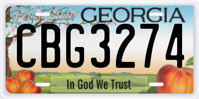 GA license plate CBG3274