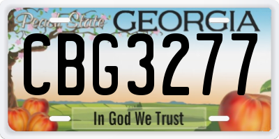 GA license plate CBG3277