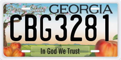 GA license plate CBG3281