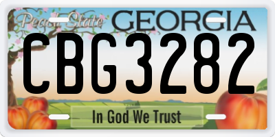 GA license plate CBG3282