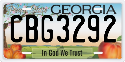 GA license plate CBG3292