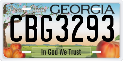 GA license plate CBG3293