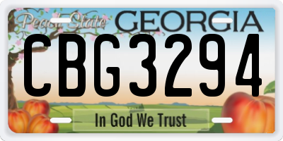 GA license plate CBG3294