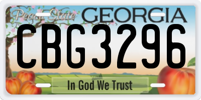 GA license plate CBG3296