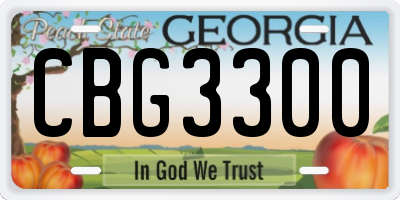 GA license plate CBG3300