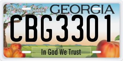 GA license plate CBG3301