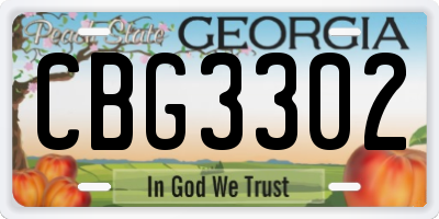 GA license plate CBG3302
