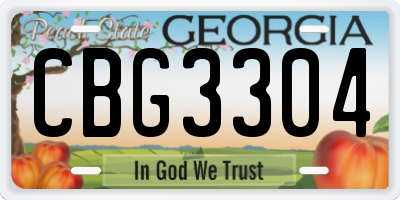 GA license plate CBG3304