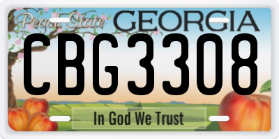 GA license plate CBG3308