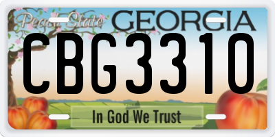 GA license plate CBG3310