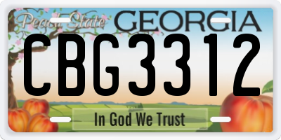 GA license plate CBG3312