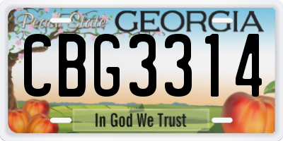 GA license plate CBG3314