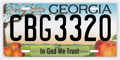 GA license plate CBG3320