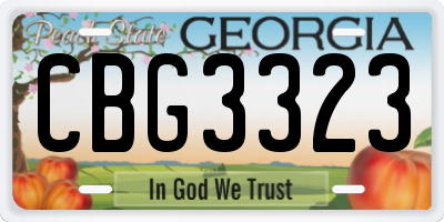 GA license plate CBG3323