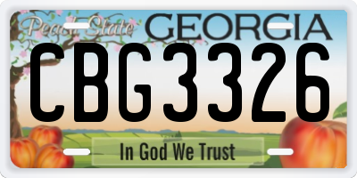 GA license plate CBG3326